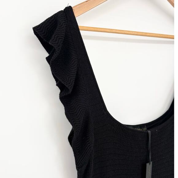 House of Harlow 1960 NWT Black Crochet Ruffle Midi Dress Size M - Picture 2 of 7